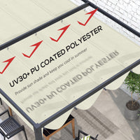 Pergola Canopy, Retractable Sun Shade Cover for 10' x 7' Pergola, UV30+ Protected, Cream White