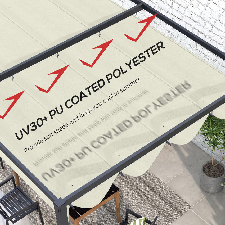 Pergola Canopy, Retractable Sun Shade Cover for 10' x 7' Pergola, UV30+ Protected, Cream White
