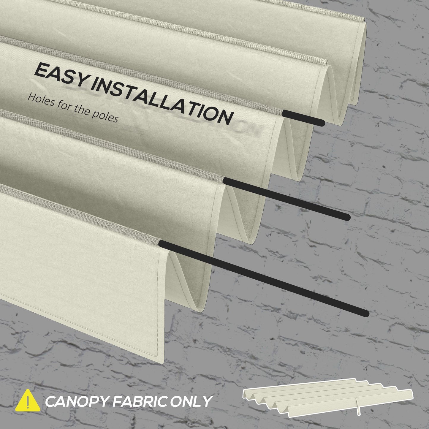 Pergola Canopy, Retractable Sun Shade Cover for 10' x 7' Pergola, UV30+ Protected, Cream White
