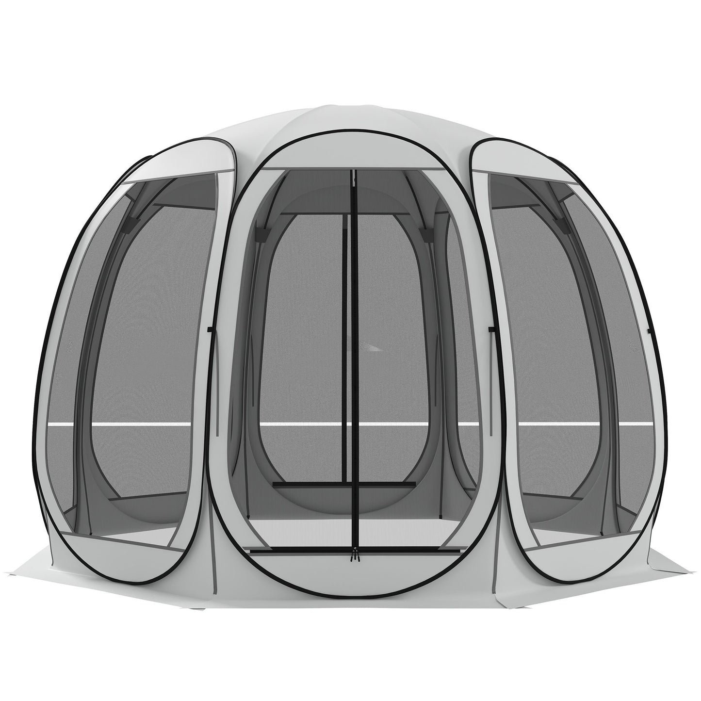 11' x 11.5' Screen Tent, Pop Up Camping Gazebo with Portable Carry Bag and 2 Doors, Cream White