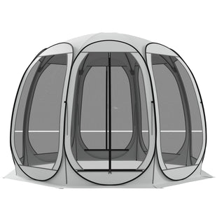 11' x 11.5' Screen Tent, Pop Up Camping Gazebo with Portable Carry Bag and 2 Doors, Cream White