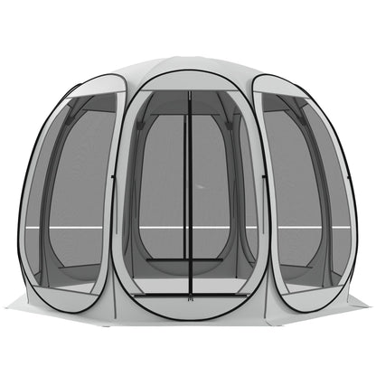 11' x 11.5' Screen Tent, Pop Up Camping Gazebo with Portable Carry Bag and 2 Doors, Cream White