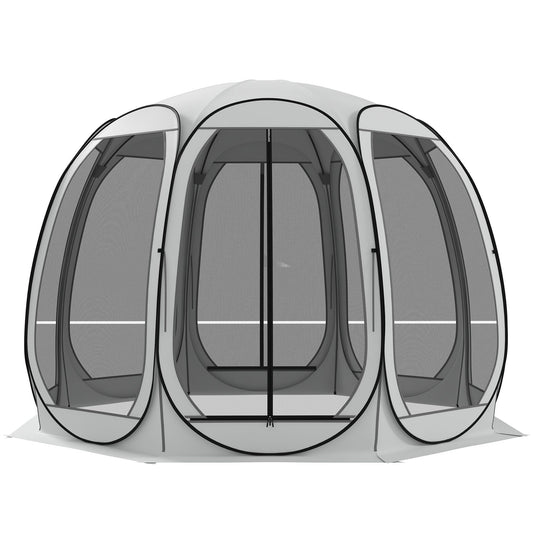 11' x 11.5' Screen Tent, Pop Up Camping Gazebo with Portable Carry Bag and 2 Doors, Cream White