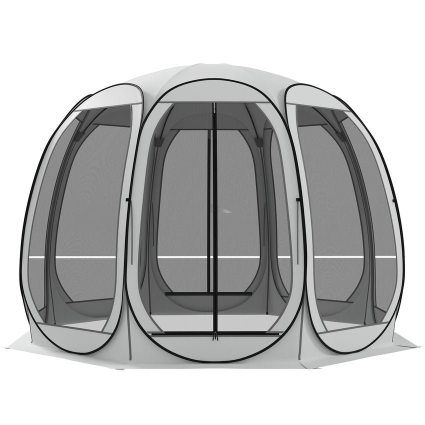 11' x 11.5' Screen Tent, Pop Up Camping Gazebo with Portable Carry Bag and 2 Doors, Cream White