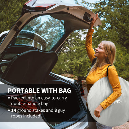 11' x 11.5' Screen Tent, Pop Up Camping Gazebo with Portable Carry Bag and 2 Doors, Cream White