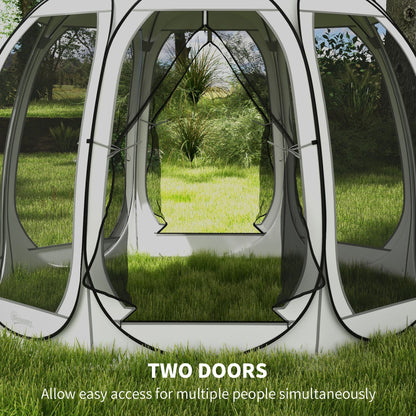 11' x 11.5' Screen Tent, Pop Up Camping Gazebo with Portable Carry Bag and 2 Doors, Cream White