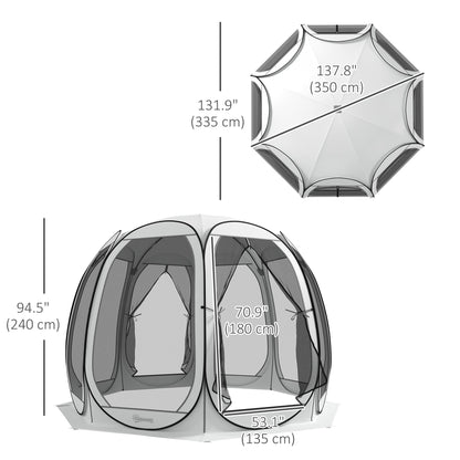 11' x 11.5' Screen Tent, Pop Up Camping Gazebo with Portable Carry Bag and 2 Doors, Cream White