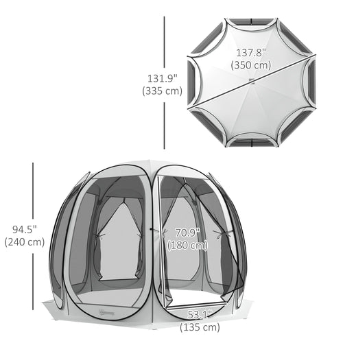 11' x 11.5' Screen Tent, Pop Up Camping Gazebo with Portable Carry Bag and 2 Doors, Cream White