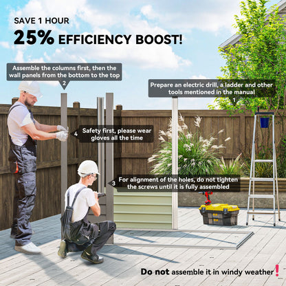 6 x 4FT Galvanized Garden Storage Shed, Metal Outdoor Shed with Double Doors and 2 Vents, Light Grey