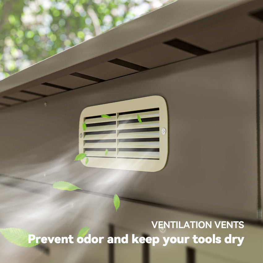 6 x 4FT Galvanized Garden Storage Shed, Metal Outdoor Shed with Double Doors and 2 Vents, Light Grey