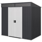 6.5x4FT Galvanised Metal Shed with Foundation Kit, Lockable Garden Tool Storage House with Sliding Doors, Vents, Grey