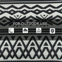 Reversible Outdoor Rug Waterproof Plastic Straw RV Rug with Carry Bag, 9' x 12', Grey and Cream White Boho