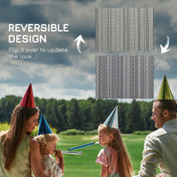 Reversible Outdoor Rug Waterproof Plastic Straw RV Rug with Carry Bag, 9' x 12', Grey and Cream White Boho