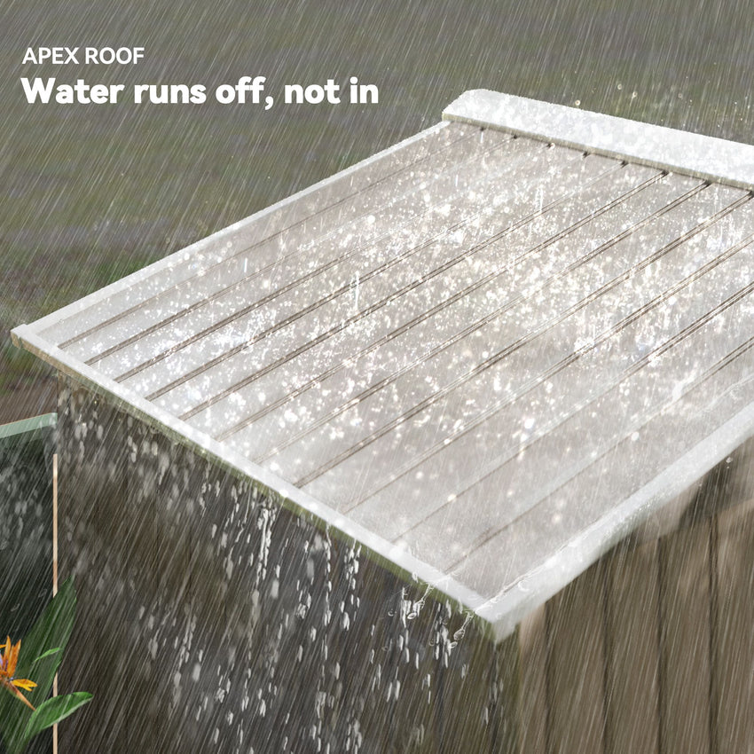 7' x 4' x 6' Garden Storage Shed Outdoor Patio Metal Tool Storage House w/ Foundation Kit and Double Doors Light Brown