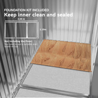 7' x 4' x 6' Garden Storage Shed Outdoor Patio Metal Tool Storage House w/ Foundation Kit and Double Doors Light Brown