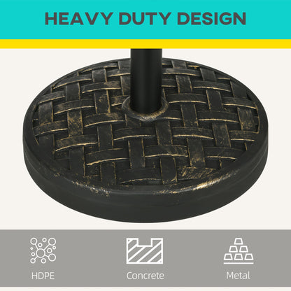 40lbs. Concrete Umbrella Base with Rattan Effect, Heavy Duty Parasol Stand for Outdoor Patio Umbrella, Bronze