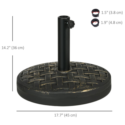 40lbs. Concrete Umbrella Base with Rattan Effect, Heavy Duty Parasol Stand for Outdoor Patio Umbrella, Bronze