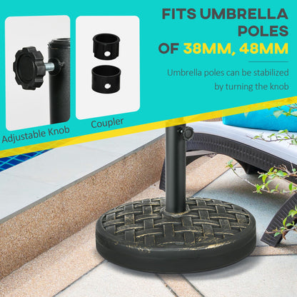 40lbs. Concrete Umbrella Base with Rattan Effect, Heavy Duty Parasol Stand for Outdoor Patio Umbrella, Bronze
