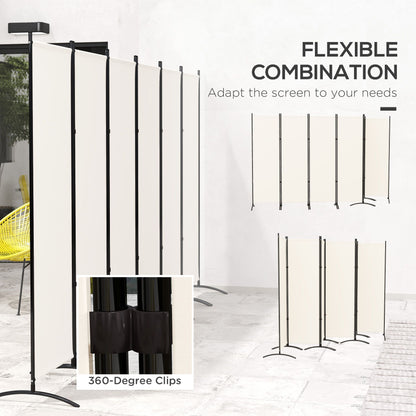 6 Panel Folding Room Divider, UV30+ Privacy Screen, Indoor Outdoor Privacy Panel with Stable Base, Beige