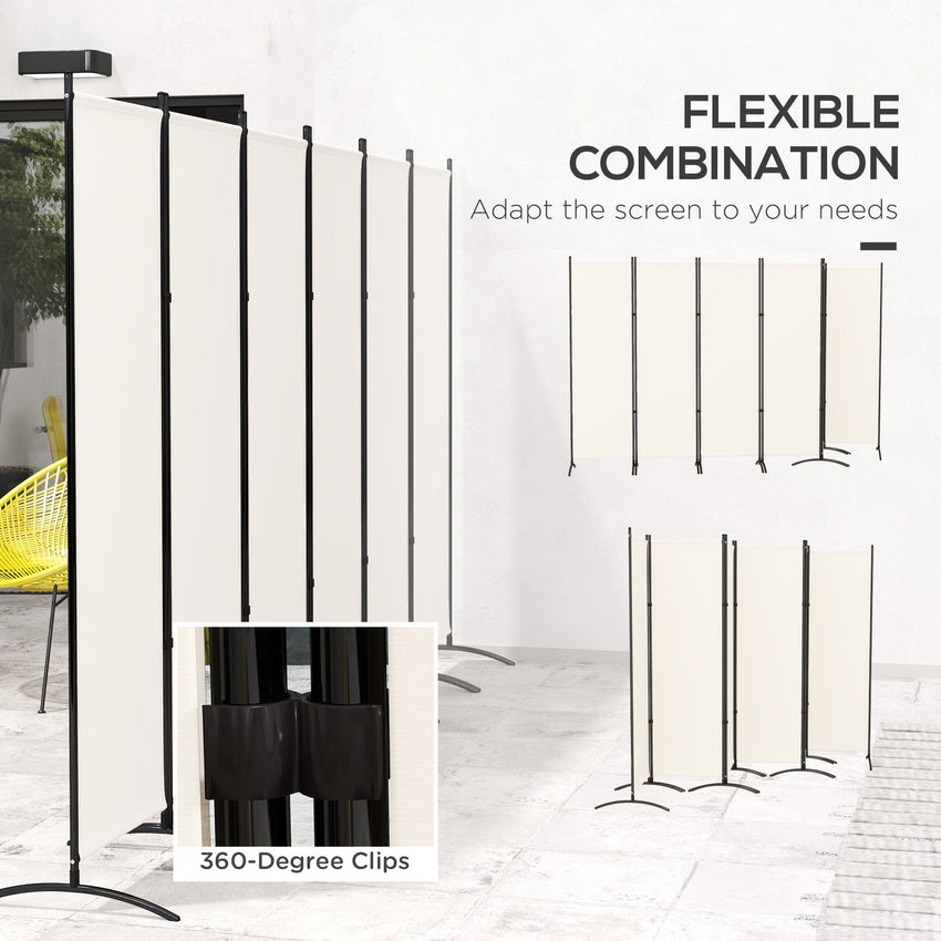 6 Panel Folding Room Divider, UV30+ Privacy Screen, Indoor Outdoor Privacy Panel with Stable Base, Beige