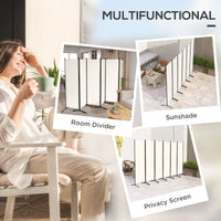 6 Panel Folding Room Divider, UV30+ Privacy Screen, Indoor Outdoor Privacy Panel with Stable Base, Beige