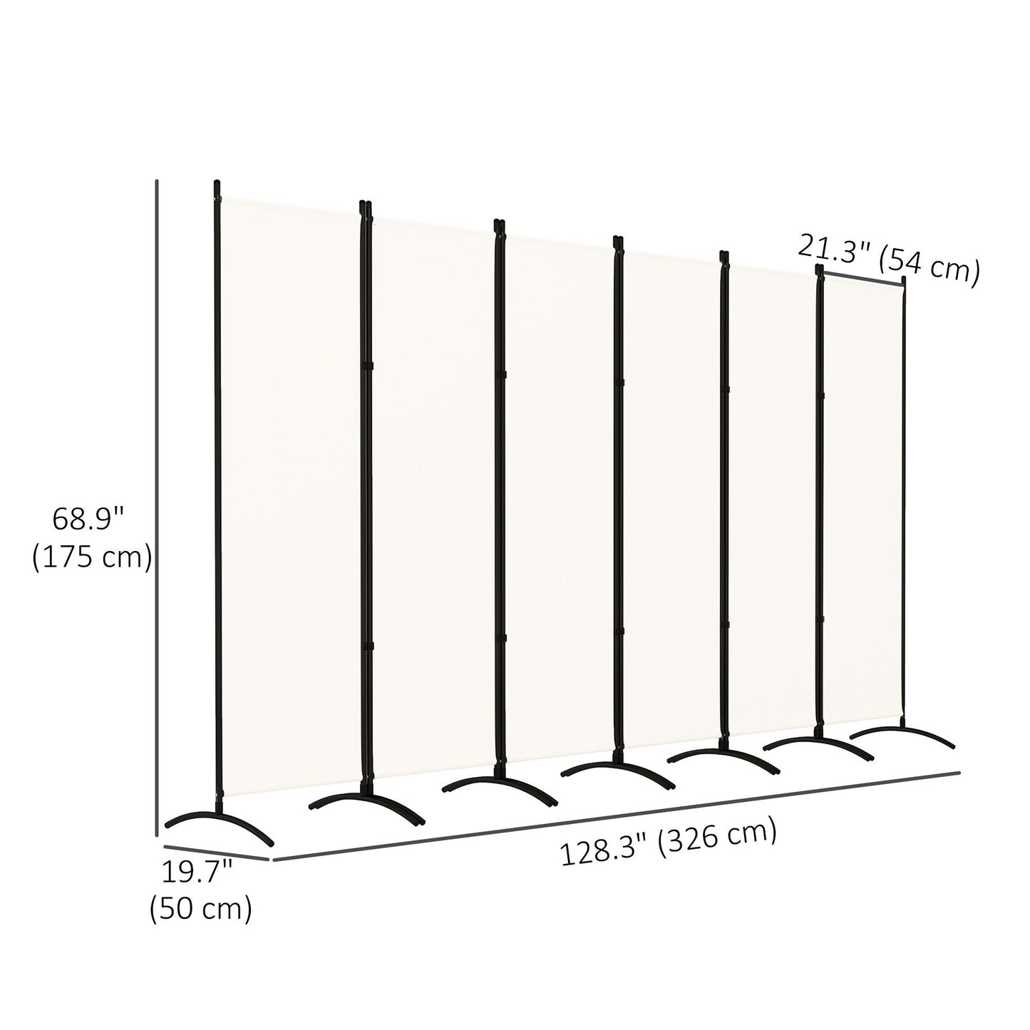 6 Panel Folding Room Divider, UV30+ Privacy Screen, Indoor Outdoor Privacy Panel with Stable Base, Beige