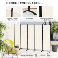 6 Panel Folding Room Divider, UV30+ Privacy Screen, Indoor Outdoor Privacy Panel with Stable Base, Beige