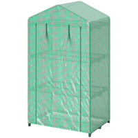 3 Tier Mini Greenhouse, Portable Flower Stand with Shelf Clips, Indoor Greenhouse with Steel Frame, Green