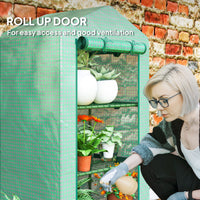 3 Tier Mini Greenhouse, Portable Flower Stand with Shelf Clips, Indoor Greenhouse with Steel Frame, Green