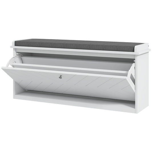 Shoe Storage with Seat, Upholstered Hallway Bench, Shoe Bench with Flip Drawer, Adjustable Shelf for 10 Pairs of Shoes