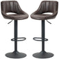 Swivel Bar Stools Set of 2, Faux Leather Upholstered Counter Height Barstools with Round Metal Base