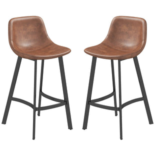 Counter Height Stools Set of 2, Upholstered Kitchen Stool with Back and Steel Legs