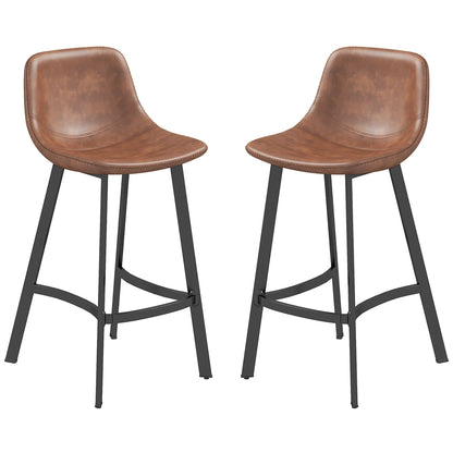 Counter Height Stools Set of 2, Upholstered Kitchen Stool with Back and Steel Legs