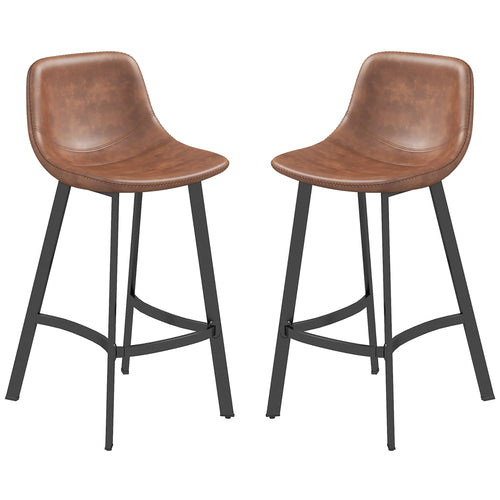 Counter Height Stools Set of 2, Upholstered Kitchen Stool with Back and Steel Legs