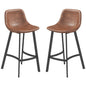 Counter Height Stools Set of 2, Upholstered Kitchen Stool with Back and Steel Legs