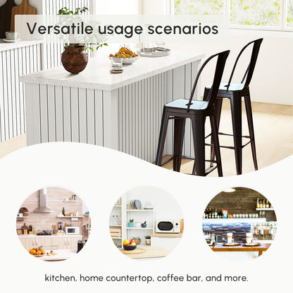 Counter Height Stools Set of 2, Upholstered Kitchen Stool with Back and Steel Legs