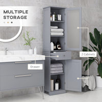 Tall Bathroom Cabinet, Bathroom Storage Cabinet with Drawers, 2 Doors and Adjustable Shelves, Grey