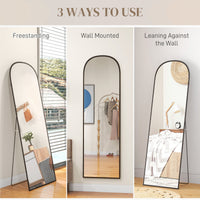 Arched Standing Mirror, 64" x 20" Full Length Mirror, Free Standing or Wall Mounted for Living Room, Bedroom, Black