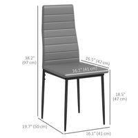 Modern Dining Chairs, Set of 4, High Back PU leather Upholstery and Metal Legs for the Living Room, Kitchen, Home Office, Grey