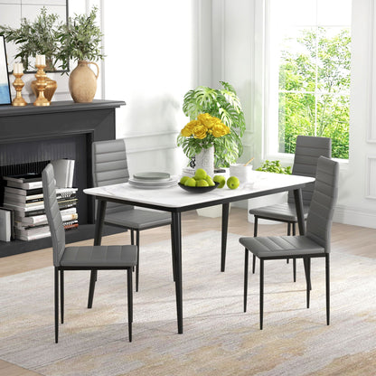 Modern Dining Chairs, Set of 4, High Back PU leather Upholstery and Metal Legs for the Living Room, Kitchen, Home Office, Grey