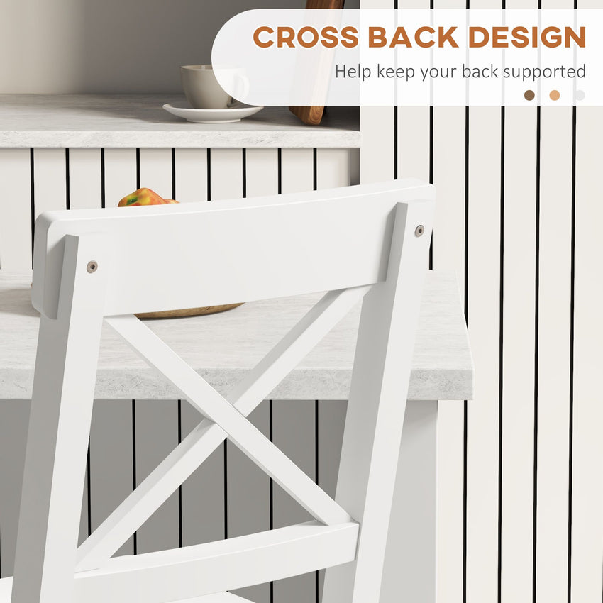 Counter Height Stools Set of 2, Farmhouse Bar Stools with Backs, Solid Wood Counter Stools for Kitchen Island White