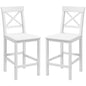 Counter Height Stools Set of 2, Farmhouse Bar Stools with Backs, Solid Wood Counter Stools for Kitchen Island White