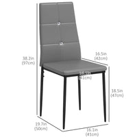 Set of 4 Modern Style Dining Chairs, Button Tufted High Back Side Chairs with Upholstered Seat, Steel Legs for Living Room, Kitchen, Study, Bedroom, Grey