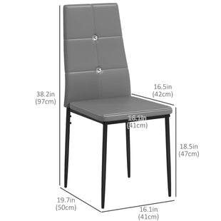 Set of 4 Modern Style Dining Chairs, Button Tufted High Back Side Chairs with Upholstered Seat, Steel Legs for Living Room, Kitchen, Study, Bedroom, Grey