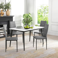 Set of 4 Modern Style Dining Chairs, Button Tufted High Back Side Chairs with Upholstered Seat, Steel Legs for Living Room, Kitchen, Study, Bedroom, Grey