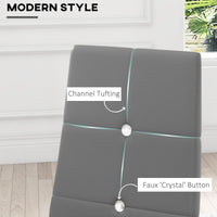 Set of 4 Modern Style Dining Chairs, Button Tufted High Back Side Chairs with Upholstered Seat, Steel Legs for Living Room, Kitchen, Study, Bedroom, Grey