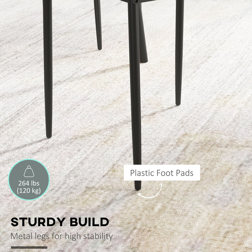 Set of 4 Modern Style Dining Chairs, Button Tufted High Back Side Chairs with Upholstered Seat, Steel Legs for Living Room, Kitchen, Study, Bedroom, Grey