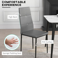 Set of 4 Modern Style Dining Chairs, Button Tufted High Back Side Chairs with Upholstered Seat, Steel Legs for Living Room, Kitchen, Study, Bedroom, Grey