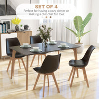 Modern Dining Table Chairs Set of 4, Rubber Wood Kitchen Table Chairs with PU Leather Cushion for Living Room, Bedroom