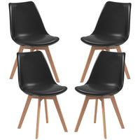 Modern Dining Table Chairs Set of 4, Rubber Wood Kitchen Table Chairs with PU Leather Cushion for Living Room, Bedroom